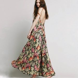 Free people floral strap maxi dress XS boho